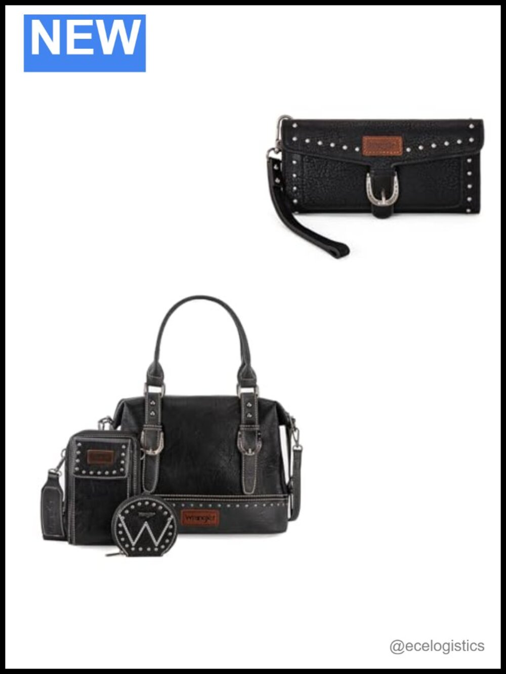Western Vegan Leather RFID Wristlet Purse Wallet Set with Detachable Card Holder